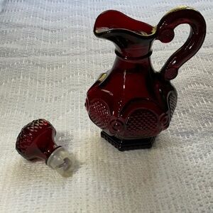 Vintage Avon 1876 Cape Cod Ruby Red Footed Cruet